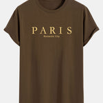 Paris Slogan Print Cotton Arc Hem T-Shirt