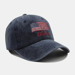 USA Flag Embroidery Washed Distressed Cotton Baseball Cap
