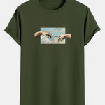 Creation Of Adam Print Cotton Arc Hem T-Shirt