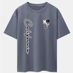 New York California Palm Tree Print Drop Shoulder Oversize T-Shirt