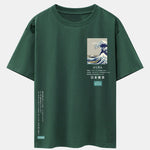 Waves Tokyo Ukiyo-e Print Drop Shoulder Oversize T-Shirt