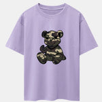 Camouflage Bear Print Drop Shoulder Oversize T-Shirt
