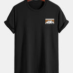 Regular Fit Stripe Mountains Print Cotton T-Shirt