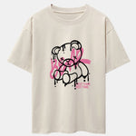 Dissolving Bear Print Drop Shoulder Oversize T-Shirt