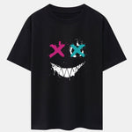 Graffiti Smiley Face Print Drop Shoulder Oversize T-Shirt & Shorts