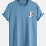 Regular Fit Ghost Drinking Coffee Print Cotton T-Shirt