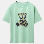 Camouflage Dissolving Bear Print Drop Shoulder Oversize T-Shirt