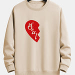 Soul Mate Half Heart Couple Print Relax Fit Sweatshirt