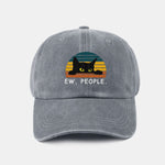 Black Cat Pattern Casual Decoration Washed Cotton Baseball Cap