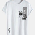 New York Scenery Print Cotton Arc Hem T-Shirt