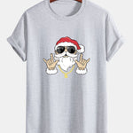 Regular Fit Hip Hop Santa Print Cotton T-Shirt