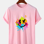 Colorful Mud Splatter Smiley Face Print T-Shirt