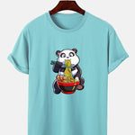 Panda Eating Ramen Print T-Shirt
