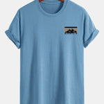 Regular Fit Stripe Mountains Print Cotton T-Shirt