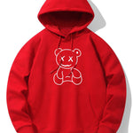 Line Shaped Bear Print Drop Shoulder Relaxed Hoodie