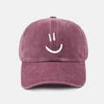 Smiley Face Pattern Classic Retro Washed Distressed Cotton Baseball Cap