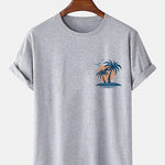 Palm Tree Seagull Print T-Shirt