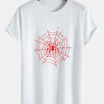 Spider Print Cotton Arc Hem T-Shirt