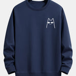 Cat Wearing Sunglasses Print Relax Fit Sweatshirt