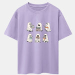 Ghost Reading Book Print Drop Shoulder Oversize T-Shirt