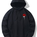 Rose Print Cotton Blend Hoodie
