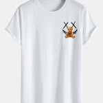 Smiley Bear Print Cotton Arc Hem T-Shirt