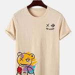 Regular Fit Graffiti Bear Print T-Shirt