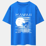 Hawaii Sun Palm Trees Print Drop Shoulder Oversize T-Shirt