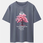Tokyo Cherry Blossoms Print Drop Shoulder Oversize T-Shirt