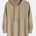 Muscle Fit Long Sleeved Ribbed Hooded T-Shirt