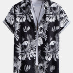 Skull Tropical Print Button Up Shirt