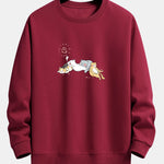 Napping Cat Print Relax Fit Sweatshirt