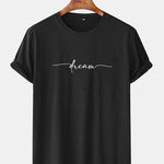 Dream Letter Print Arc Hem T-Shirt