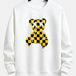 Dissolving Checkerboard Bear Print Relax Fit Sweatshirt