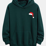 Santa Hat Staring Print Relax Fit Hoodie