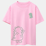 Fire-breathing Dinosaur Print Drop Shoulder Oversize T-Shirt