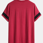 Hand Drawn Free Letter Print Color Block Patchwork Arc Hem T-Shirt