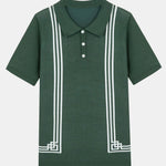 Striped Frame Short Sleeve Sweater Polo