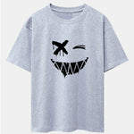 Dissolved Smiley Face Print Drop Shoulder Oversize T-Shirt