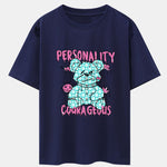 Dissolving Bear Slogan Print Drop Shoulder Oversize T-Shirt