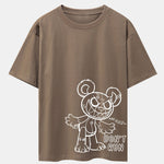Slogan Cartoon Bear Print Drop Shoulder Oversize T-Shirt