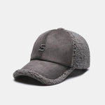 Embroidery Letter Plush Warm Baseball Cap