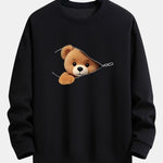 Zipper Bear Print Relax Fit Sweatshirt