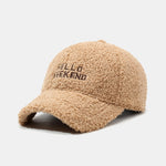 Hello Weekend Embroidery Teddy Plush Baseball Cap