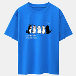 Friend Cat Print Drop Shoulder Oversize T-Shirt