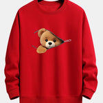 Zipper Bear Print Relax Fit Sweatshirt