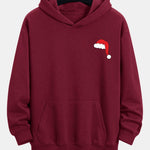 Santa Hat Staring Print Relax Fit Hoodie