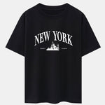 New York Slogan Print Drop Shoulder Oversize T-Shirt