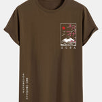 Mount Fuji Slogan Print Cotton Arc Hem T-Shirt