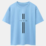 Stripe Tokyo Print Drop Shoulder Oversize T-Shirt